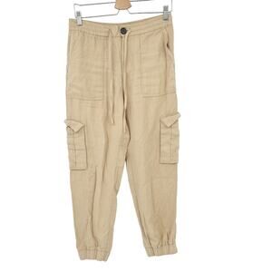 ZARA Womens Pocket Pull On High Rise Jogger Cargo Pants‎ Size M Khaki Tan